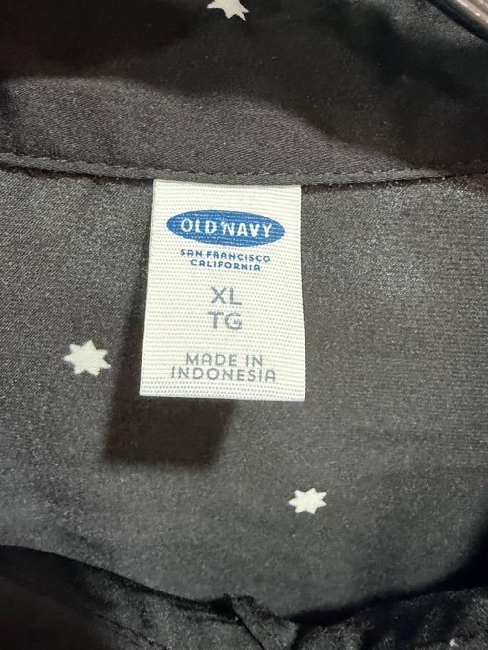Old Navy Black Button-Down Shirt with White Star Dots - Picture 3 of 3